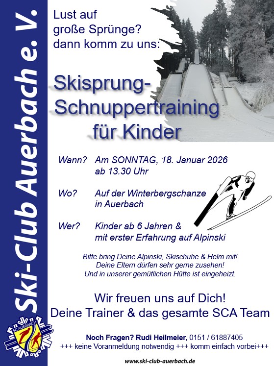 Skisprung-Schnuppertraining für Kinder am Sonntag, 18. Januar 2026